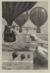Proposed Method of Reaching the North Pole by Balloons, Balloons Starting, Balloons at Anchor